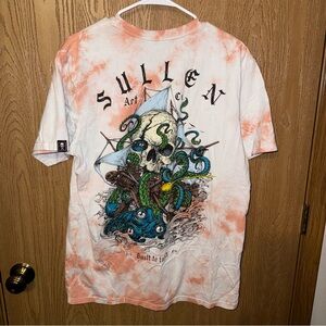 Sullen Art Collective Skull Graphic Tee - Orange and White